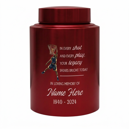 Personalized Basketball Stainless Steel Urn for Sports Fan Athlete Coach, Decorative Funeral Display Large Small Silver Black Gold Red Memorial Keepsake Urn, Memorial Gift, In Loving Memory - Image 10