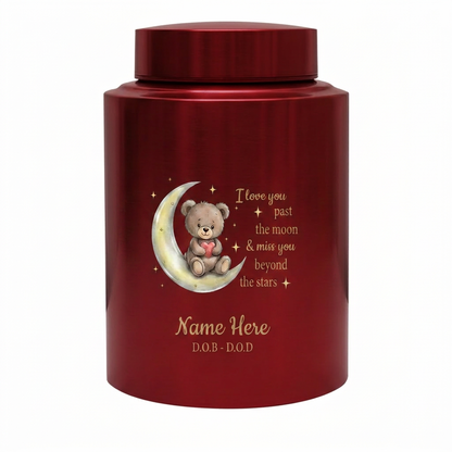 Personalized Teddy Bear Crescent Moon Stars Baby Loss Stainless Steel Urn Infant Child Bereavement Custom Two Sizes Parents Family Memorial Keepsake Urn, Memorial Gift, In Loving Memory - Image 10