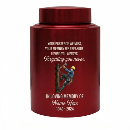 Personalized Lineman Electrician Cremation UV Printed Stainless Steel for Dad Husband Human Ashes Loss Small 5.9x3.9in Large 7.5x5.1in Memorial Keepsake Urn, Memorial Gift, In Loving Memory - Image 10