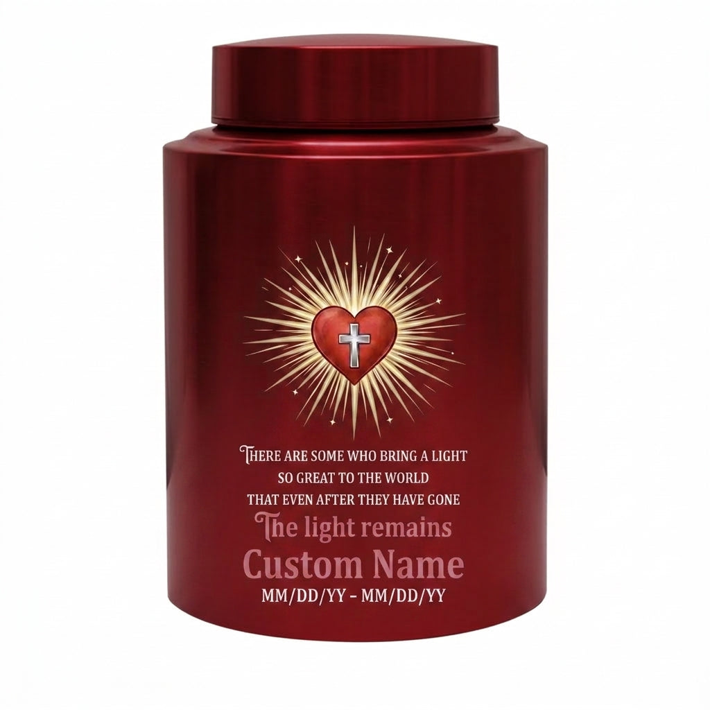 Personalized Christian Heart and Jesus Cross Stainless Steel UV Printed Funeral Urn For Adult Human Ashes Silver Black Gold Red Memorial Keepsake Urn, Memorial Gift, In Loving Memory - Image 10