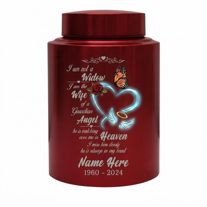 Personalized Guardian Angel Wings Heart Butterfly Rose Stainless Steel Loss of Husband Sympathy Widow Remembrance Decor 5.9x3.9in Memorial Keepsake Urn, Memorial Gift, In Loving Memory - Image 10