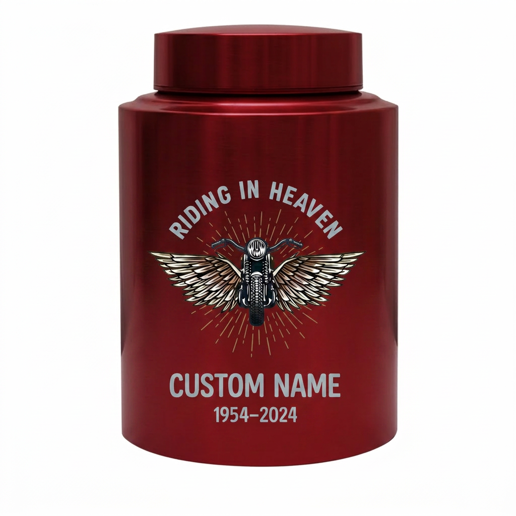 Personalized Motorcycle Cremation Urn Stainless Steel Riding In Heaven Biker Tribute for Dad Husband Two Sizes Black Gold Red Memorial Keepsake Urn, Memorial Gift, In Loving Memory - Image 10