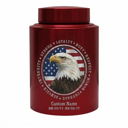 Personalized Patriotic Bald Eagle American Flag Stainless Steel Cremation Urn for Veteran Dad Men, Military Values Design Two Sizes Memorial Keepsake Urn, Memorial Gift, In Loving Memory - Image 10