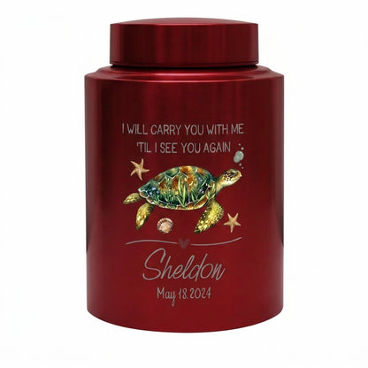 Personalized Turtle UV Printed Stainless Steel Cremation Urns For Ashes, Custom Pet Loss Remembrance Or Turtle Lover Bereavement Condolence, Memorial Keepsake Urn, Memorial Gift, In Loving Memory - Image 10