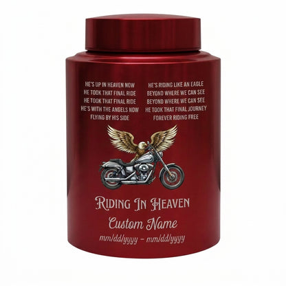 Personalized Motorcycle Riding in Heaven Stainless Steel Urn for Dad Biker Adult Male, Decorative Ash Container Small 5.9x3.9 Large 7.5x5.1, Memorial Keepsake Urn, Memorial Gift, In Loving Memory - Image 10