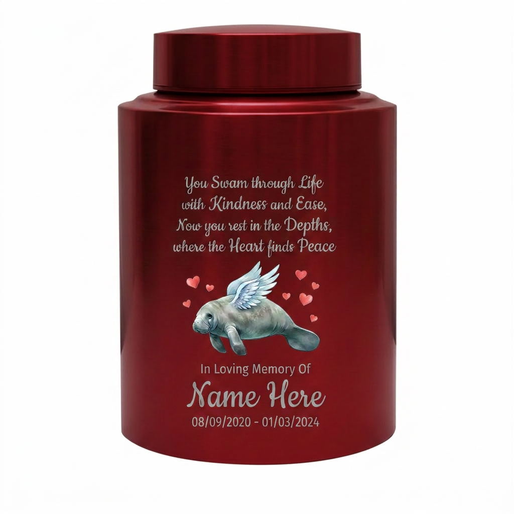 Personalized Manatee Beach Ocean Stainless Steel UV Printed Loss Of Loved One Marine Enthusiast Remembrance Keepsake Small Large Memorial Keepsake Urn, Memorial Gift, In Loving Memory - Image 10