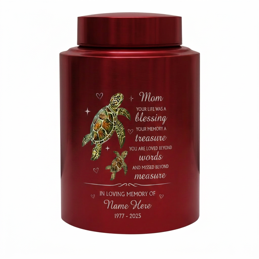 Personalized Sea Turtle Mom Stainless Steel Mother Bereavement Funeral Ash Holder Adult Female Decorative Vessel Silver Black Gold Red Memorial Keepsake Urn, Memorial Gift, In Loving Memory - Image 10