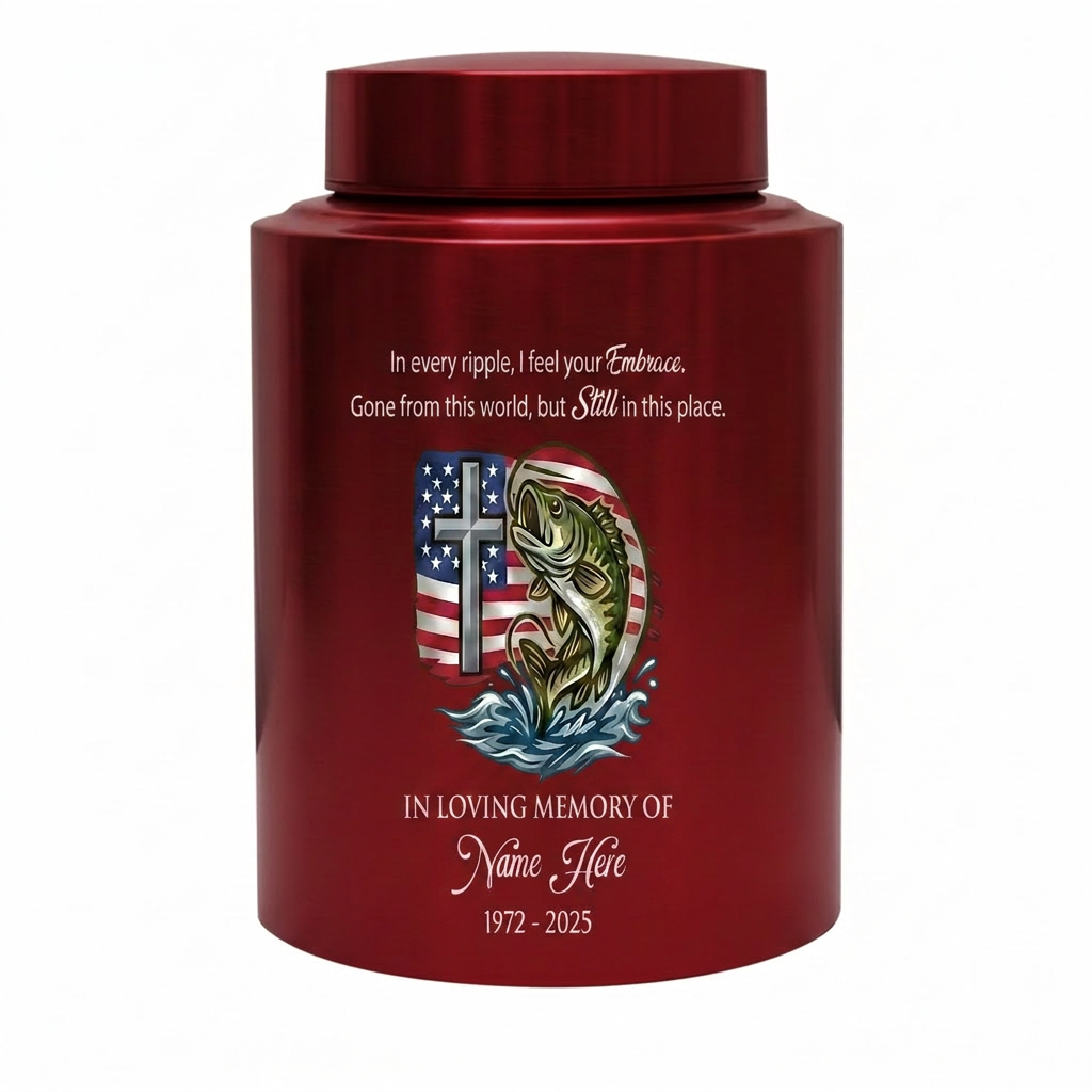 Personalized Bass Fishing Stainless Steel Cremation Urn for Human Ashes, Fisherman Dad Grandpa Loss Tribute, Silver Black Gold Red Options, Memorial Keepsake Urn, Memorial Gift, In Loving Memory - Image 10
