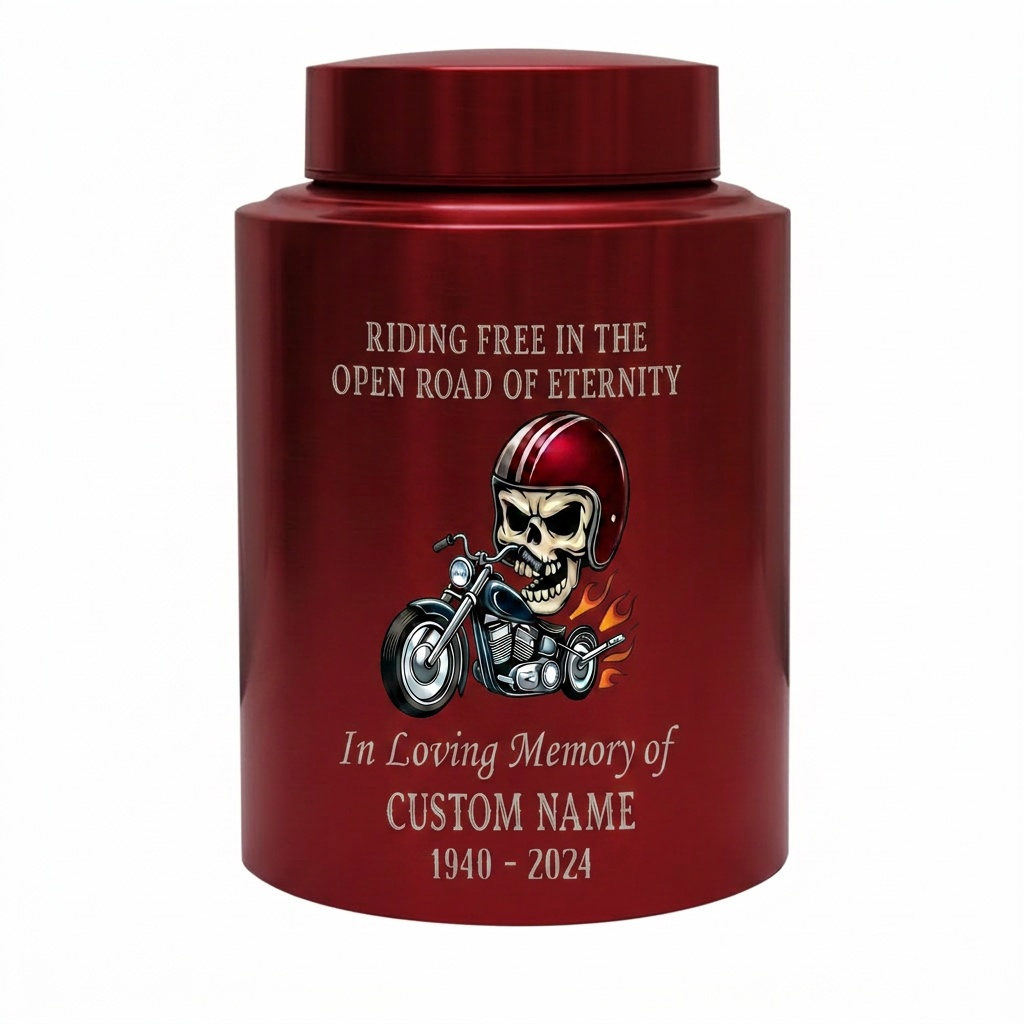 Personalized Motorcycle Stainless Steel Urns for Human Ashes Dad Husband Men Riding Free Biker Tribute UV Printed Large Small Sizes Memorial Keepsake Urn, Memorial Gift, In Loving Memory - Image 10