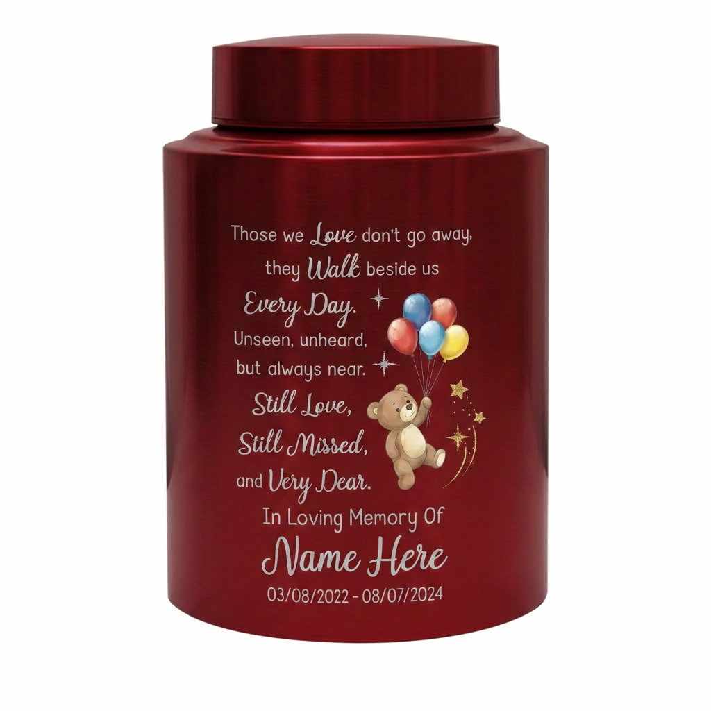 Personalized Angel Wings Heaven Bear Baby Loss Infant Stainless Steel Large Display Cremation Ashes Container For Child Boy Girl Bereavement Memorial Keepsake Urn, Memorial Gift, In Loving Memory - Image 10