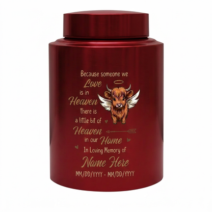 Personalized Highland Cow Stainless Steel Cremation Urn for Human Ashes, Bereavement Gift for Loss of Mother Father, Large Display Vessel, Memorial Keepsake Urn, Memorial Gift, In Loving Memory - Image 10