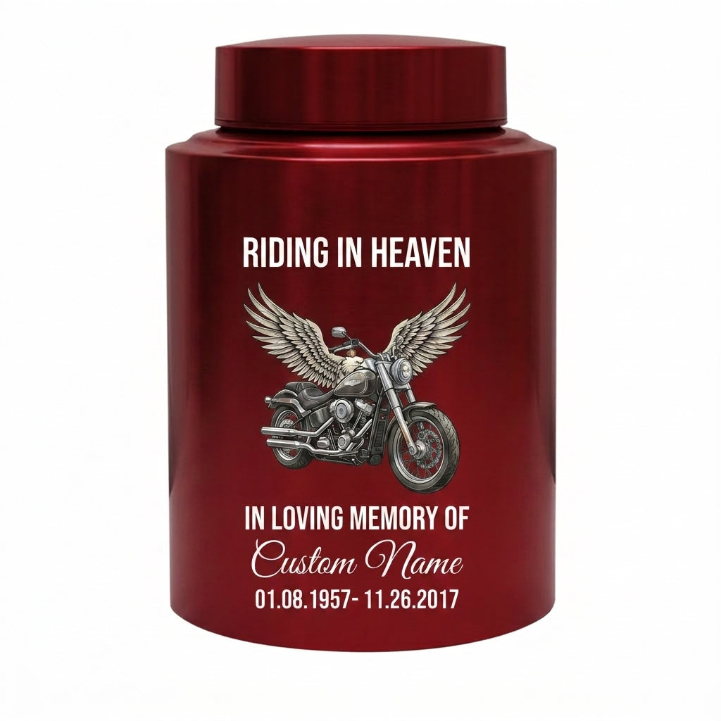 Personalized Motorcycle Riding in Heaven Stainless Steel Ash Holder for Adult Male Dad Biker Funeral Display Large Capacity Memorial Keepsake Urn, Memorial Gift, In Loving Memory - Image 10