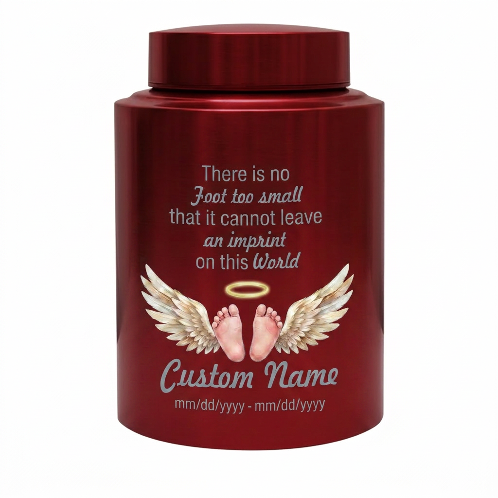 Personalized Baby Footprints UV Print Stainless Steel Urn for Infant Child Miscarriage Loss Foot Too Small Imprint Custom Large Memorial Keepsake Urn, Memorial Gift, In Loving Memory - Image 10