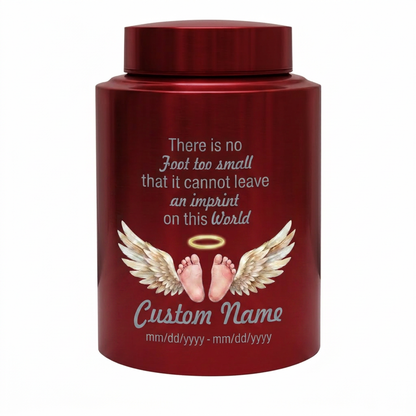 Personalized Baby Footprints UV Print Stainless Steel Urn for Infant Child Miscarriage Loss Foot Too Small Imprint Custom Large Memorial Keepsake Urn, Memorial Gift, In Loving Memory - Image 10