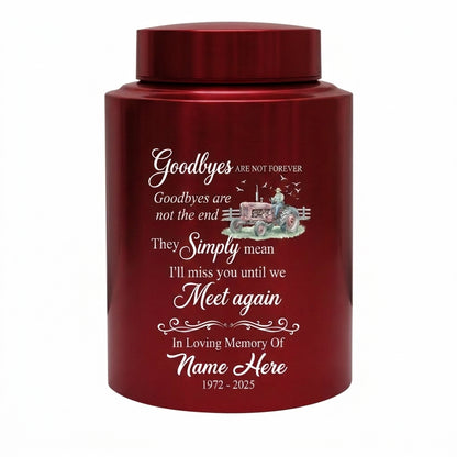 Personalized Farmer Memorial Stainless Steel Ash Holder with Flying Birds Goodbyes Are Not Forever Quote for Loss of Father Grandfather Memorial Keepsake Urn, Memorial Gift, In Loving Memory - Image 10