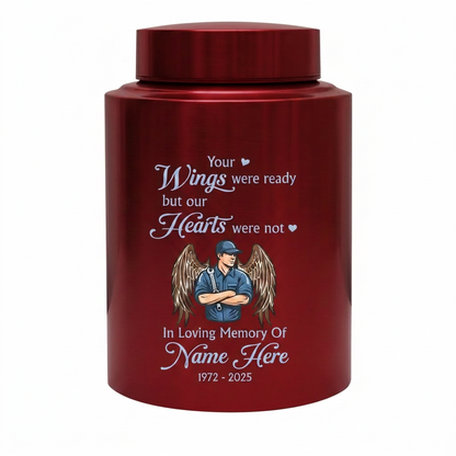 Personalized Mechanic Wings Were Ready But Our Hearts Were Not UV Printed Ash Holder For Dad Father Husband Loss Support Memorial Keepsake Urn, Memorial Gift, In Loving Memory - Image 10