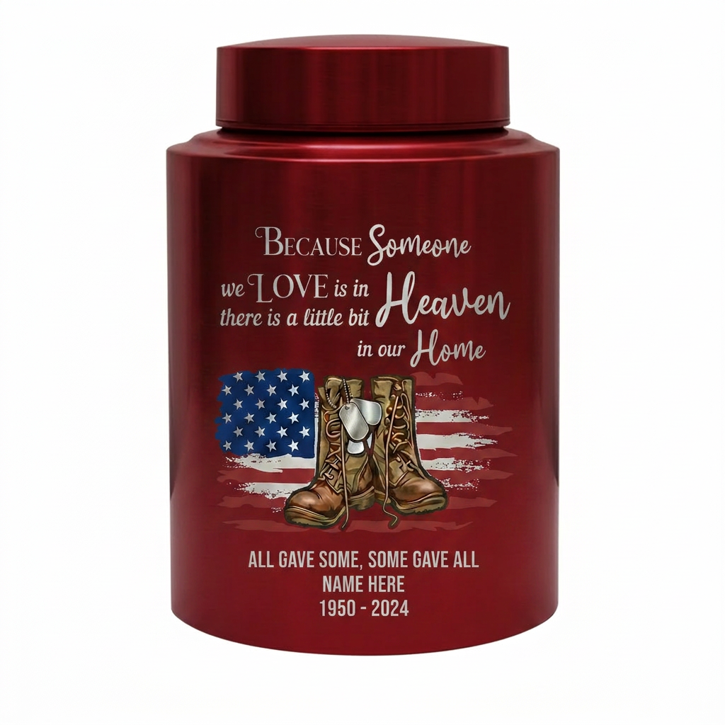 Personalized Veteran Military US Army Stainless Steel Large Urn Soldier Remembrance Tribute Home Decor Display Silver Black Gold Red Memorial Keepsake Urn, Memorial Gift, In Loving Memory - Image 10