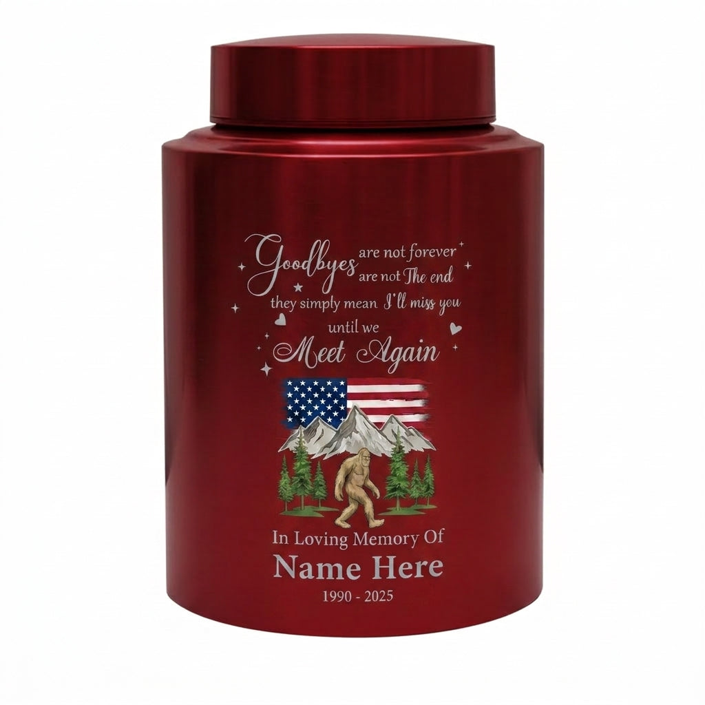 Personalized Bigfoot Sasquatch Stainless Steel Urn for Adult Human Ashes, Goodbyes Are Not Forever Quote Sympathy Bereavement Small Large Memorial Keepsake Urn, Memorial Gift, In Loving Memory - Image 10