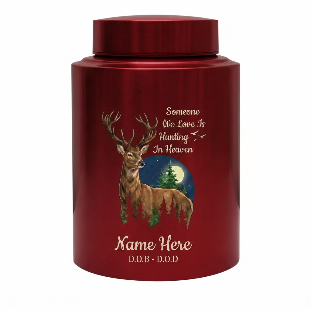 Personalized Deer Hunting Silhouette Stainless Steel Urn for Outdoorsman Dad Grandpa Husband, Hunting In Heaven Custom Adult Ashes Holder, Memorial Keepsake Urn, Memorial Gift, In Loving Memory - Image 10