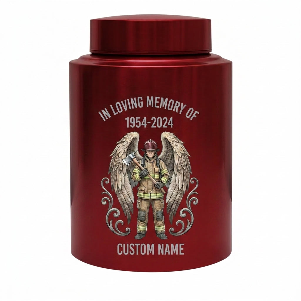 Personalized Firefighter Urn for Human Ashes, Custom Name Date Fireman Angel Wings Cremation Jar, Decorative Stainless Steel Loss Tribute, Memorial Keepsake Urn, Memorial Gift, In Loving Memory - Image 10