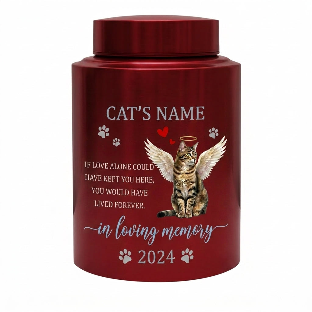 Personalized Angel Cat Silhouette Stainless Steel Pet Loss Bereavement Gift for Cat Mom Dad Custom Feline Remembrance Decor 5.9x3.9 or 7.5x5.1 in Memorial Keepsake Urn, Memorial Gift, In Loving Memory - Image 10