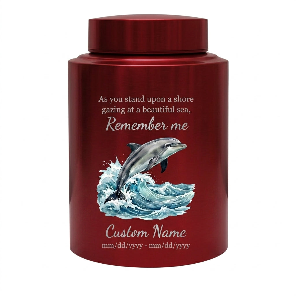 Personalized Dolphin Ocean Beach Themed UV Printed Metal Funeral Ash Container For Mom Dad Adult Male Female Large Cremation Memorial Keepsake Urn, Memorial Gift, In Loving Memory - Image 10