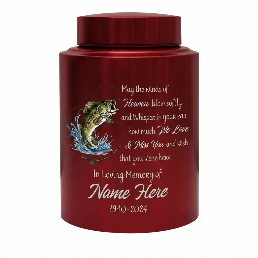 Personalized Bass Fishing Stainless Steel Cremation Urns For Human Ashes Fisherman Funeral Tribute Bereavement Resting Place Small Large Size Memorial Keepsake Urn, Memorial Gift, In Loving Memory - Image 10