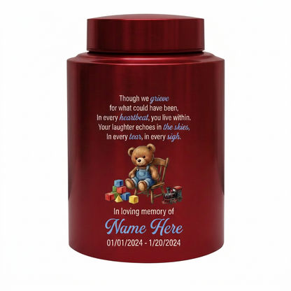 Personalized Teddy Bear Baby Infant Loss UV Printed Stainless Steel Miscarriage Remembrance Grieving Parent Sympathy Gift Cremation Ash Holder Memorial Keepsake Urn, Memorial Gift, In Loving Memory - Image 10