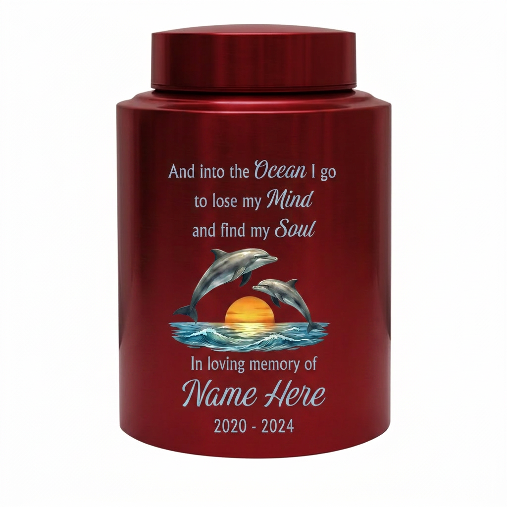 Personalized Dolphin Ocean Stainless Steel Cremation Urn for Adult Male Female Mom Dad, Large UV Print Decorative Funeral Ashes Container, Memorial Keepsake Urn, Memorial Gift, In Loving Memory - Image 10