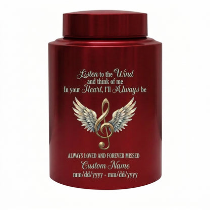 Personalized Music Note Angel Wings Treble Clef Vessel For Music Lovers Loved One Funeral Ashes Container Silver Black Gold Red Small Large Memorial Keepsake Urn, Memorial Gift, In Loving Memory - Image 10