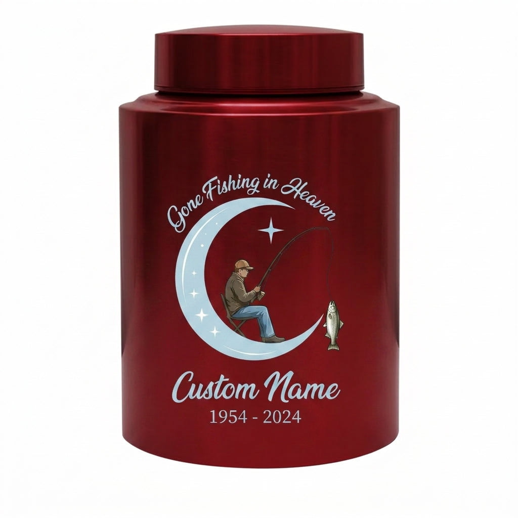 Personalized Gone Fishing in Heaven Bass Fisherman Stainless Steel Urn for Human Ashes Loss of Father Grandpa 5.9x3.9 7.5x5.1 Memorial Keepsake Urn, Memorial Gift, In Loving Memory - Image 10