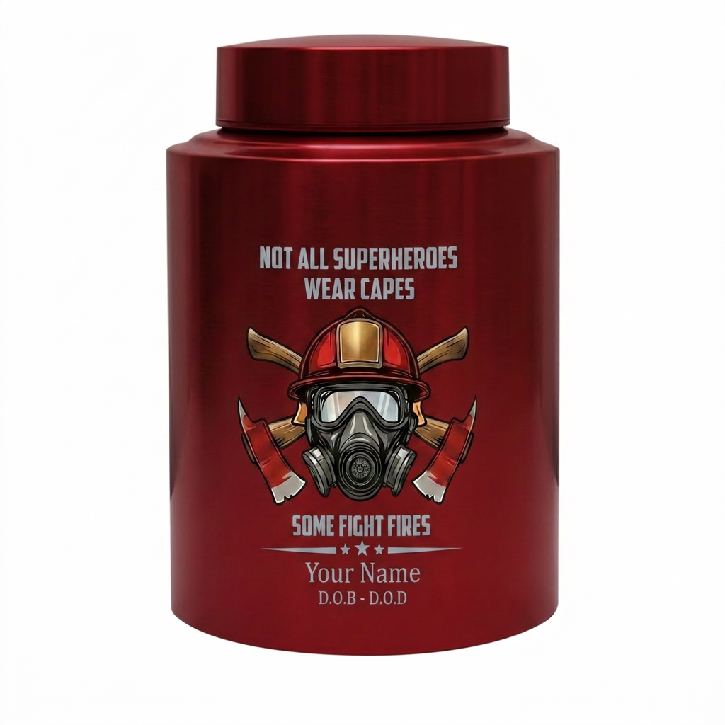 Personalized Firefighter Superheroes Wear Capes Large Stainless Steel Cremation Urn For Adult Human Ashes First Responder Tribute Memorial Keepsake Urn, Memorial Gift, In Loving Memory - Image 10