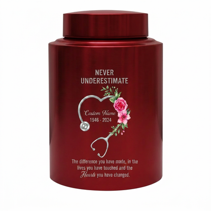 Personalized Nurse Medical Worker Stainless Steel Urn for Human Ashes Never Underestimate Difference Made Quote Appreciation Sympathy Tribute Memorial Keepsake Urn, Memorial Gift, In Loving Memory - Image 10
