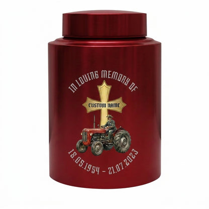 Personalized Farmer Tractor Gothic Cross Stainless Steel Urn for Human Ashes Loss of Father Grandfather Husband Decorative 5.9x3.9 7.5x5.1 Memorial Keepsake Urn, Memorial Gift, In Loving Memory - Image 10
