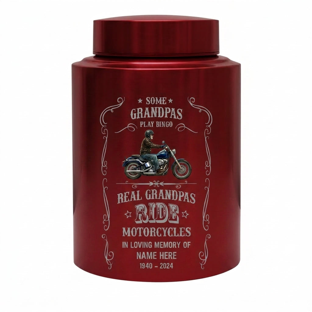 Personalized Motorcycle Stainless Steel Large Urn for Human Ashes, Real Grandpas Ride Motorcycles Biker Dad Grandfather Tribute, Memorial Keepsake Urn, Memorial Gift, In Loving Memory - Image 10