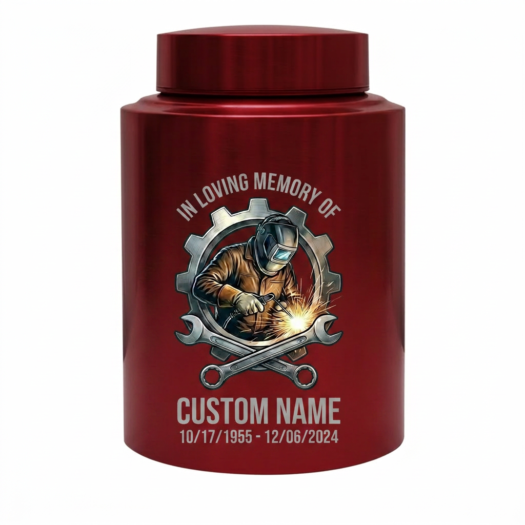 Personalized Welder Gear and Wrenches UV Printed Stainless Steel Urn for Loss of Father Husband Mechanic Bereavement Tribute Two Sizes Memorial Keepsake Urn, Memorial Gift, In Loving Memory - Image 10