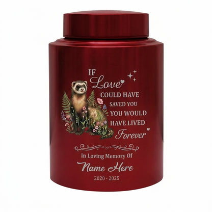 Personalized Botanical Ferret Stainless Steel Pet Urn For Animal Ashes Sympathy Bereavement Display Small Large Sizes Loss Of Pet Memorial Keepsake Urn, Memorial Gift, In Loving Memory - Image 10