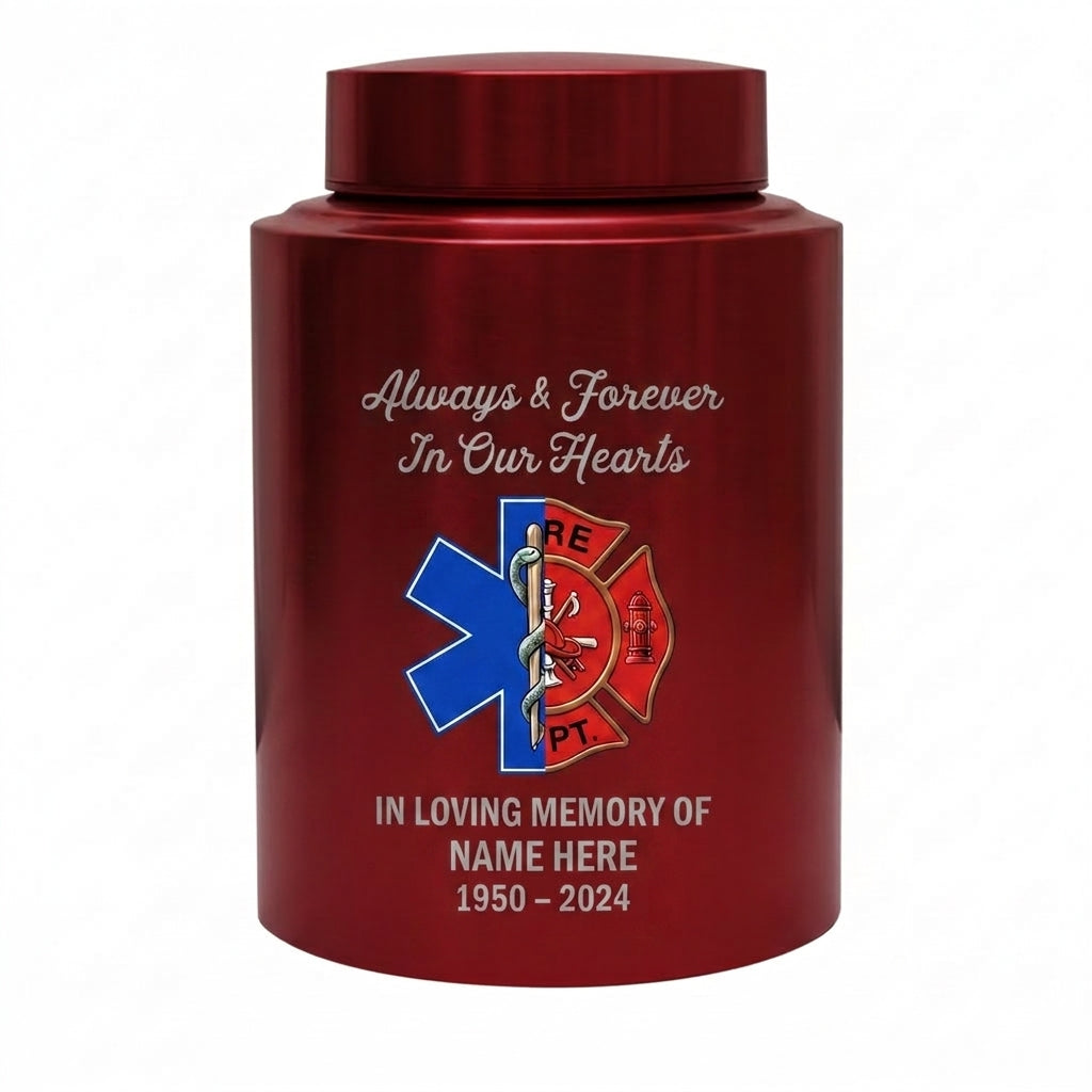 Personalized Firefighter Hero Stainless Steel Cremation Ash Vessel First Responder Sympathy Tribute Custom Name Dates Small Large Memorial Keepsake Urn, Memorial Gift, In Loving Memory - Image 10