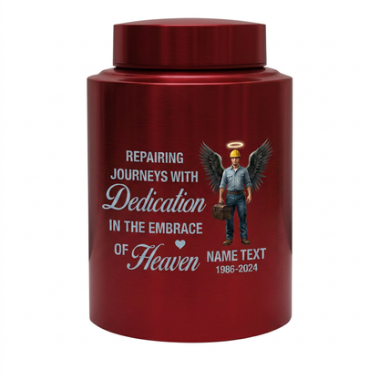 Personalized Mechanic Man Design Repairing Journeys Stainless Steel Urn for Father Husband Auto Worker Tribute 2 Sizes Available Memorial Keepsake Urn, Memorial Gift, In Loving Memory - Image 10