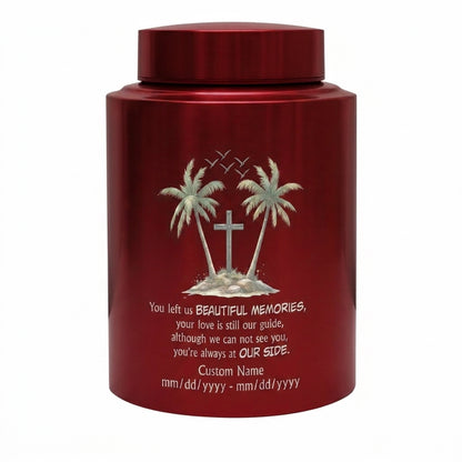 Personalized Beach Palm Tree Cross Stainless Steel Funeral Urn for Loss of Mom Dad Loved One Adult Human Ashes Small Large Memorial Keepsake Urn, Memorial Gift, In Loving Memory - Image 10