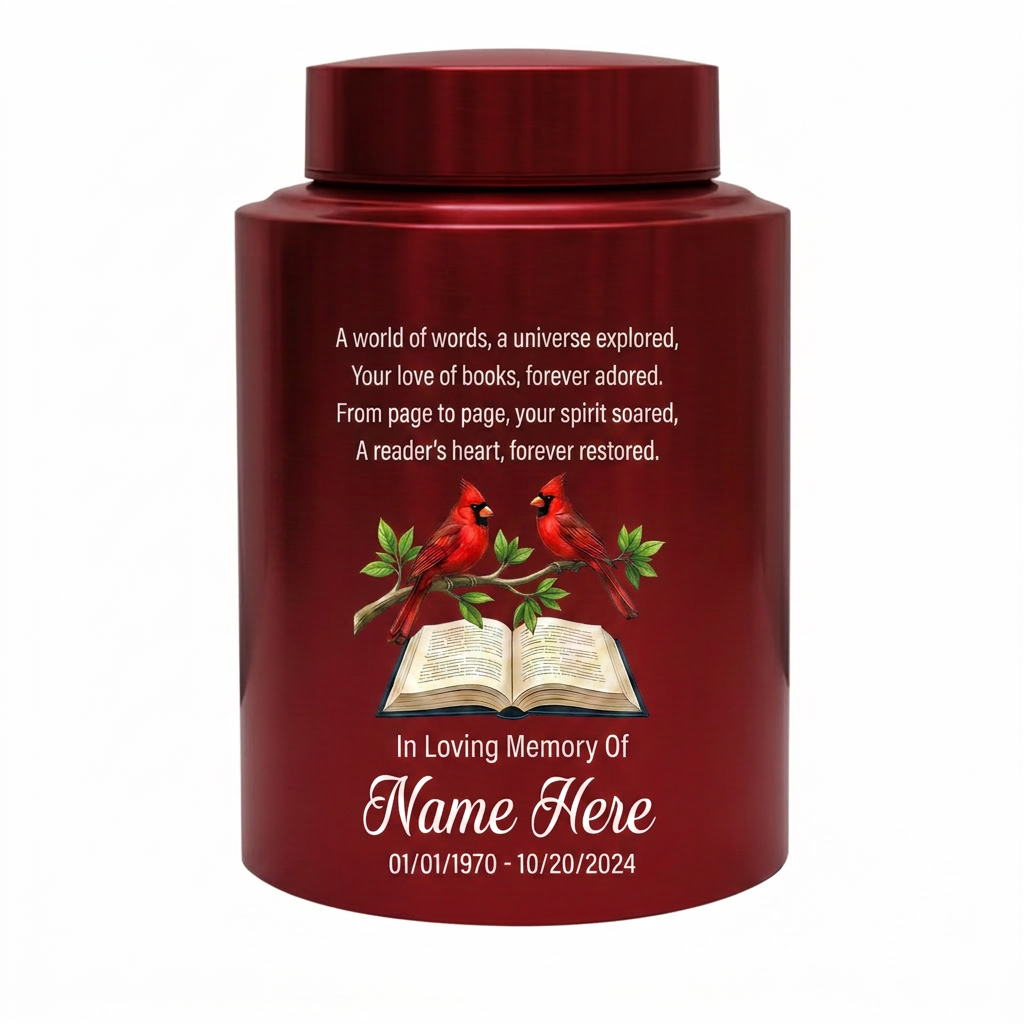 Personalized Book Lover Reading in Heaven Stainless Steel Urn, Adult Female Ashes Bereavement, 2 Sizes Silver Black Gold Red, Memorial Keepsake Urn, Memorial Gift, In Loving Memory - Image 10