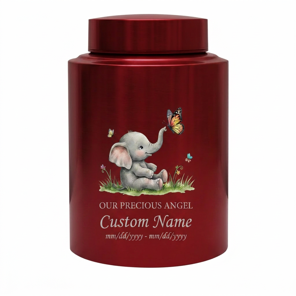 Personalized Baby Elephant Stainless Steel UV Printed Infant Loss Our Precious Angel Baby Boy Girl Child Ashes Large Small Metal Cremation Urns Memorial Keepsake Urn, Memorial Gift, In Loving Memory - Image 10