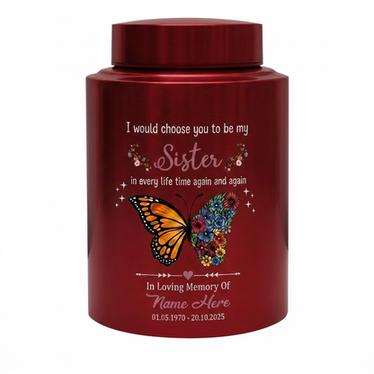 Personalized Sister Butterfly Floral UV Print Cremation Urn for Human Ashes, Loss of Sister or Bestie Bereavement Ash Holder Large, Memorial Keepsake Urn, Memorial Gift, In Loving Memory - Image 10