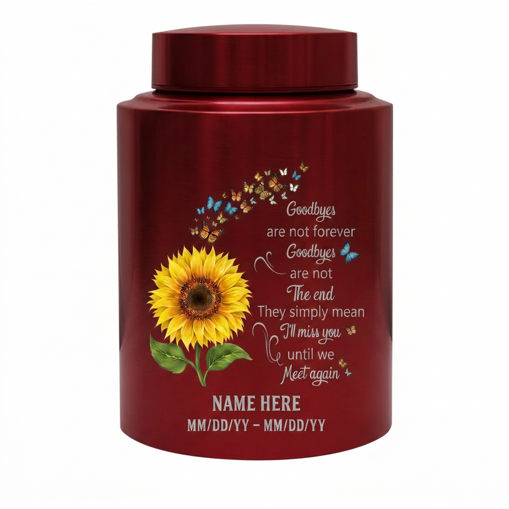Personalized Flying Butterflies Sunflower Stainless Steel Urn for Human Ashes, Funeral Bereavement Condolence Gift Goodbyes Are Not Forever, Memorial Keepsake Urn, Memorial Gift, In Loving Memory - Image 10