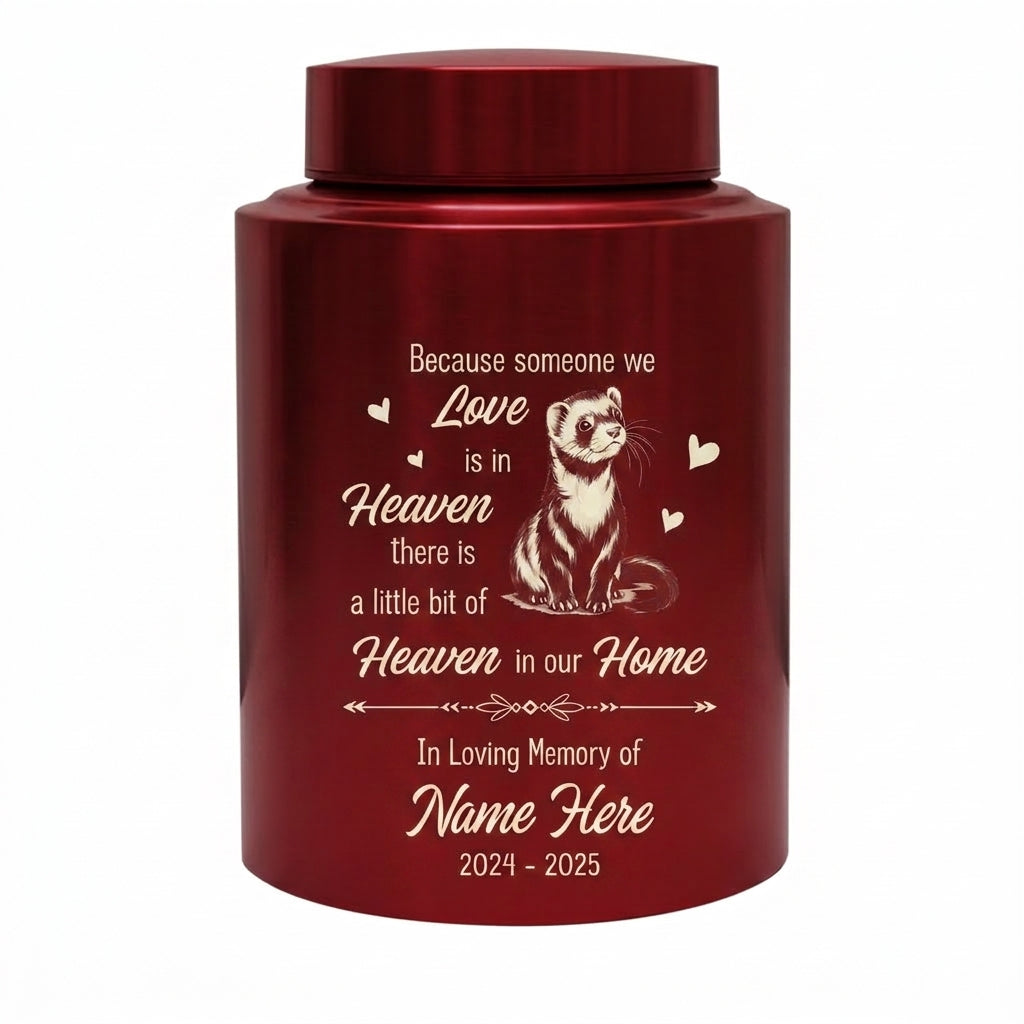 Personalized Ferret Heaven in Our Home Pet Urn Stainless Steel Animal Ashes Loss of Pet Sympathy Bereavement Present Two Sizes Silver Black Memorial Keepsake Urn, Memorial Gift, In Loving Memory - Image 10