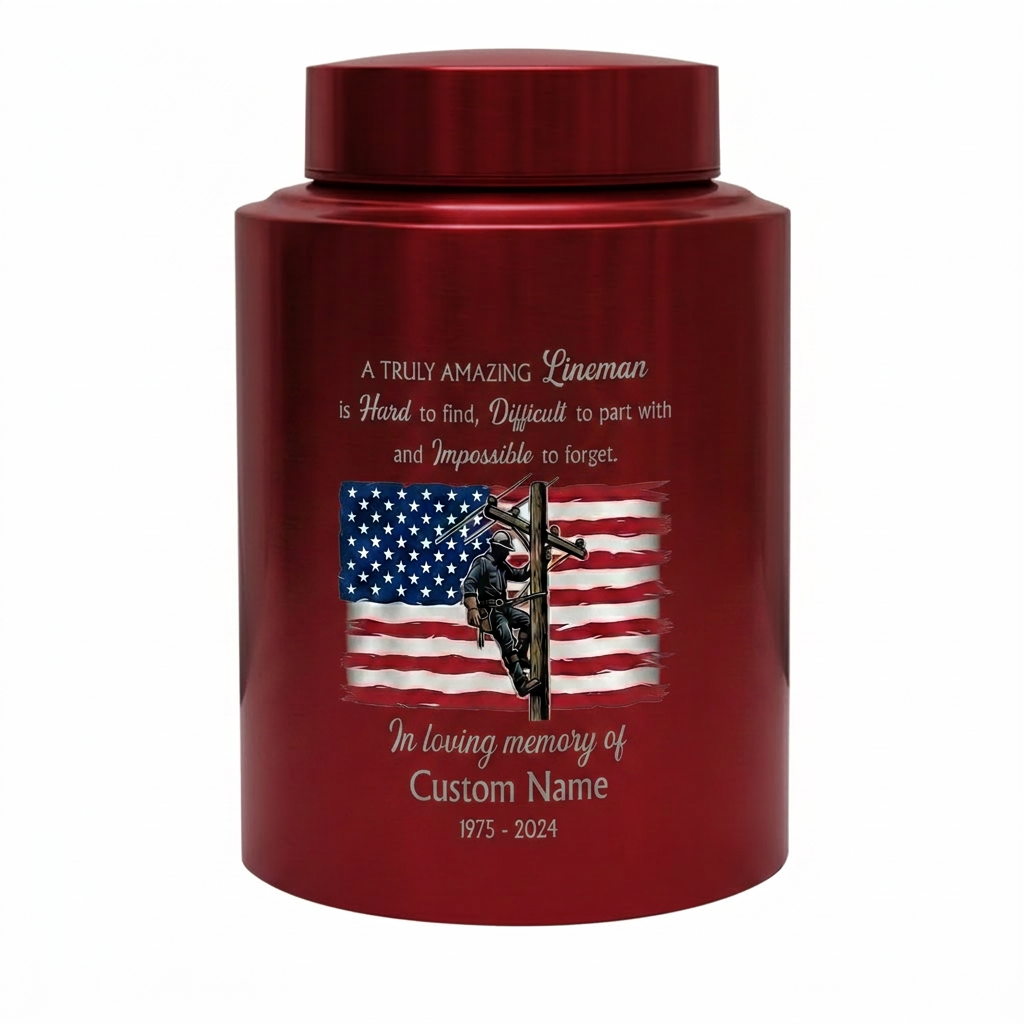 Personalized Lineman Electrician Stainless Steel Urn for Human Ashes Dad Husband Powerline Worker Tribute Custom Name Date UV Print Memorial Keepsake Urn, Memorial Gift, In Loving Memory - Image 10