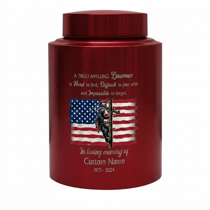 Personalized Lineman Electrician Stainless Steel Urn for Human Ashes Dad Husband Powerline Worker Tribute Custom Name Date UV Print Memorial Keepsake Urn, Memorial Gift, In Loving Memory - Image 10