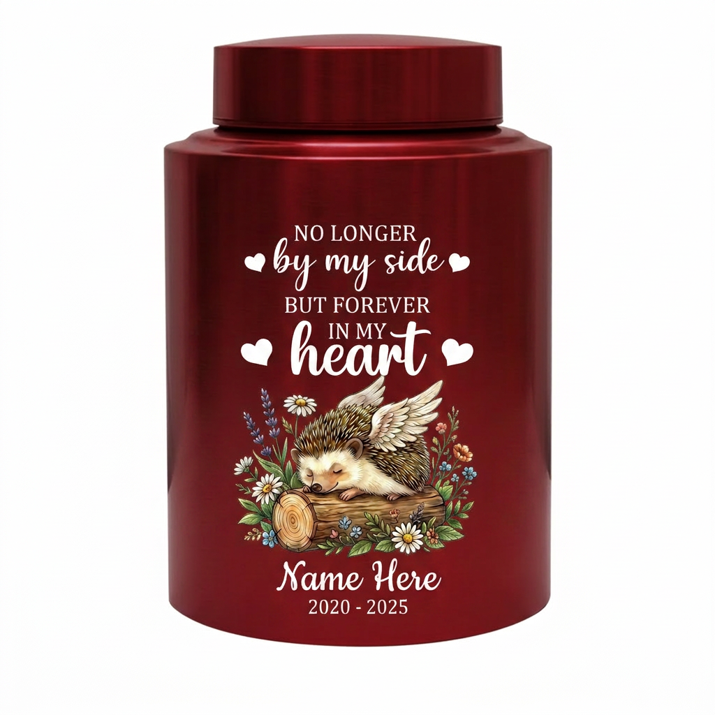 Personalized Hedgehog UV Printed Stainless Steel Urn for Human or Pet Ashes, Custom Bereavement Tribute in Silver Black Gold Red, Memorial Keepsake Urn, Memorial Gift, In Loving Memory - Image 10