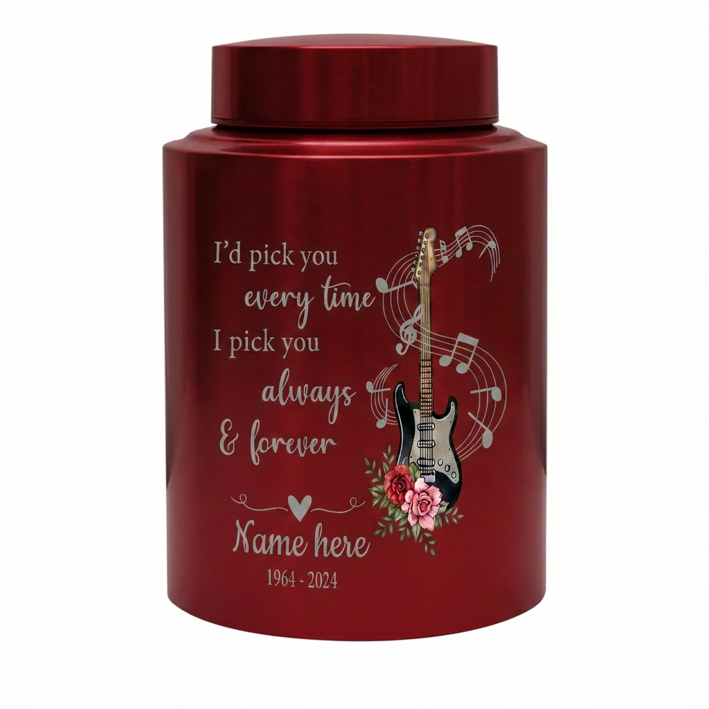 Personalized Guitar Stainless Steel Cremation Urn for Husband Wife Partner Music Lover Musician Loved One Large or Small Memorial Keepsake Urn, Memorial Gift, In Loving Memory - Image 10