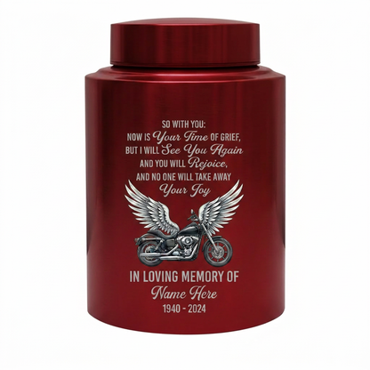 Personalized Motorcycle Riding in Heaven Stainless Steel Cremation Ashes Holder for Dad Brother Biker Condolence Bereavement Present Memorial Keepsake Urn, Memorial Gift, In Loving Memory - Image 10